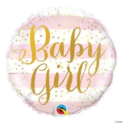 Baby Girl Pink Stripes 18" Mylar Balloon