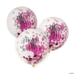 Bachelorette Pink Foil Confetti 11" Latex Balloons - 12 Pc.