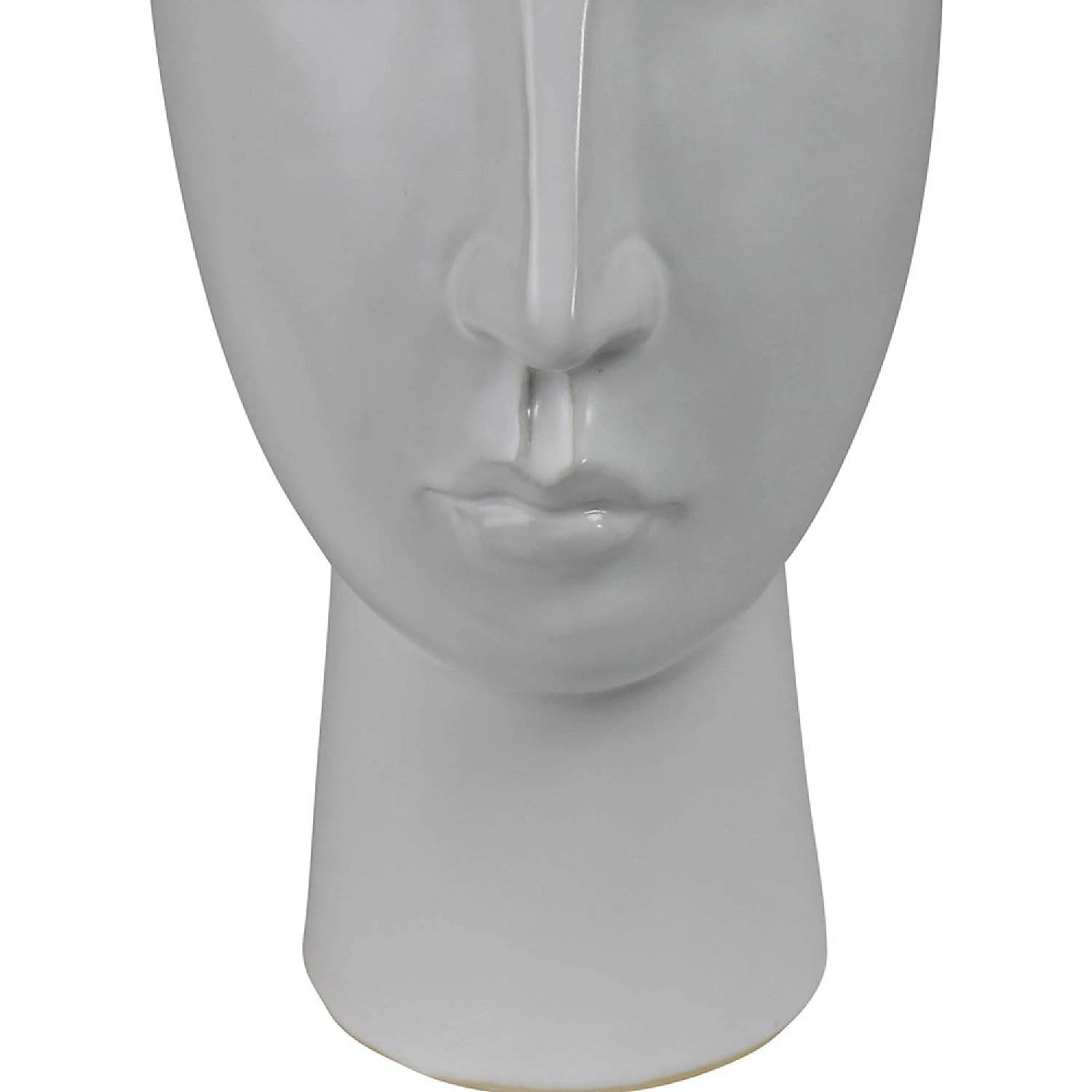 Benzara, 10" White Ceramic Face Vase with Round Top 5 Benzara, 10" White Ceramic Face Vase with Round Top - Image 3