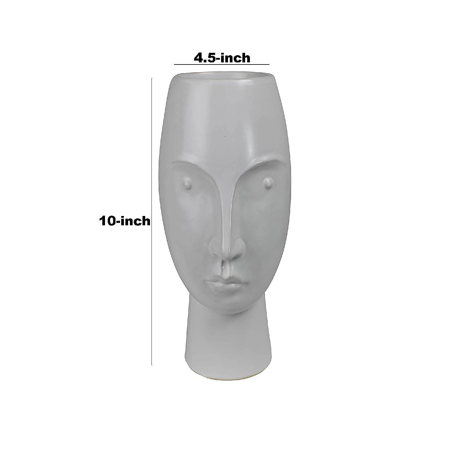 Benzara, 10" White Ceramic Face Vase with Round Top 6 Benzara, 10" White Ceramic Face Vase with Round Top - Image 4