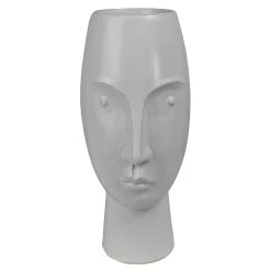 Benzara, 10" White Ceramic Face Vase with Round Top
