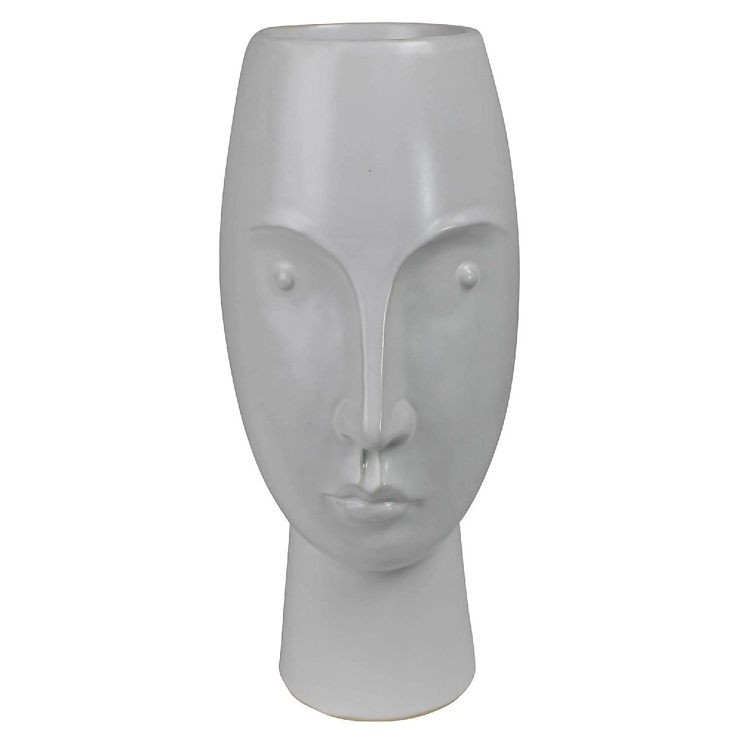 Benzara, 10" White Ceramic Face Vase with Round Top 3 Benzara, 10" White Ceramic Face Vase with Round Top