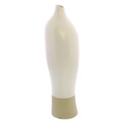 Benzara, 11" Beige and White Handmade Ceramic Vase