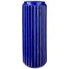 Benzara, 13" Blue Vase with Ceramic Frame and Corrugated Design -Party Decorations Sales Shop benzara 13 blue vase with ceramic frame and corrugated design14229362NOWA