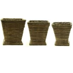 Benzara, 15" Brown Sea Grass Vase 3 Pc