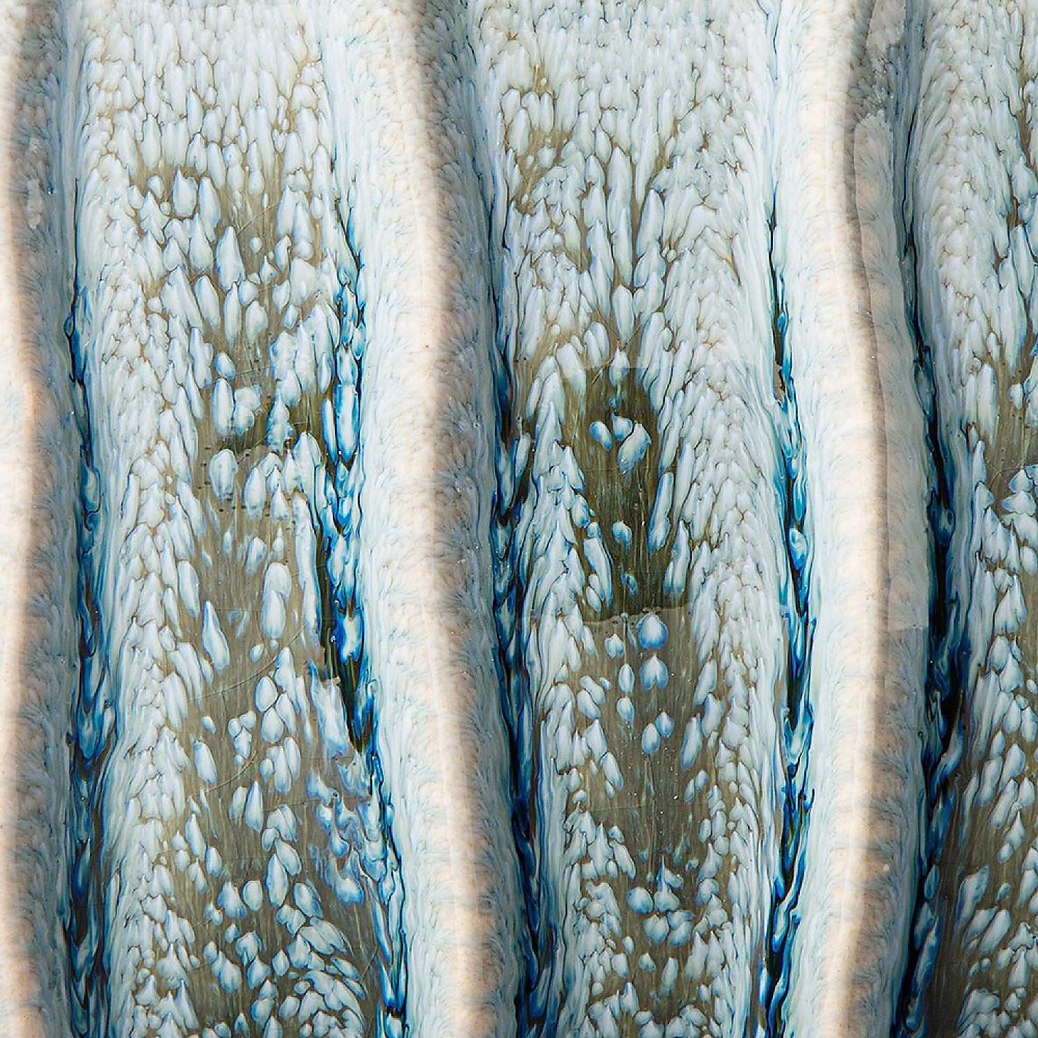 Benzara, 5.25" Blue Vase with Ceramic and Embossed Wavy Vertical Lines 5 Benzara, 5.25" Blue Vase with Ceramic and Embossed Wavy Vertical Lines - Image 3
