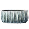 Benzara, 5.25" Blue Vase with Ceramic and Embossed Wavy Vertical Lines