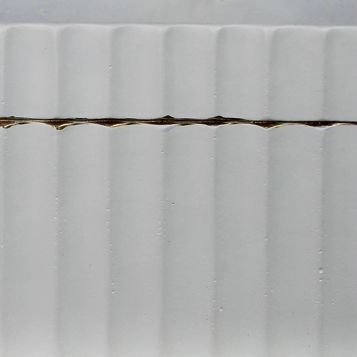 Benzara, 5.5" White and Gold Vase with Oval Shape and Cement Body 5 Benzara, 5.5" White and Gold Vase with Oval Shape and Cement Body - Image 3