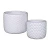 Benzara, 5" White Ceramic Round Vase With Engraved Diamond Pattern 2Pc -Party Decorations Sales Shop benzara 5 white ceramic round vase with engraved diamond pattern 2pc14236649NOWA