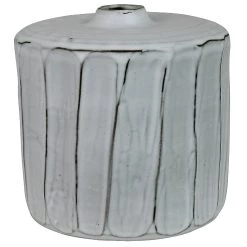 Benzara, 6.5" White Ceramic Round Vase with Textured Detail