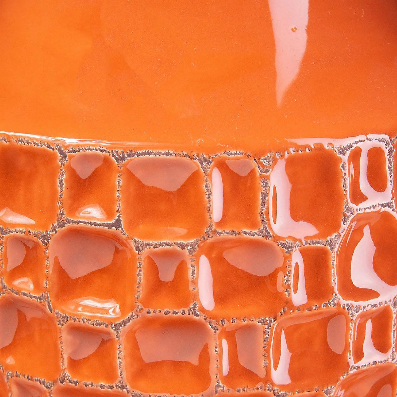 Benzara, 7" Orange Vase with Ceramic Frame and Abstract Design 4 Benzara, 7" Orange Vase with Ceramic Frame and Abstract Design - Image 2