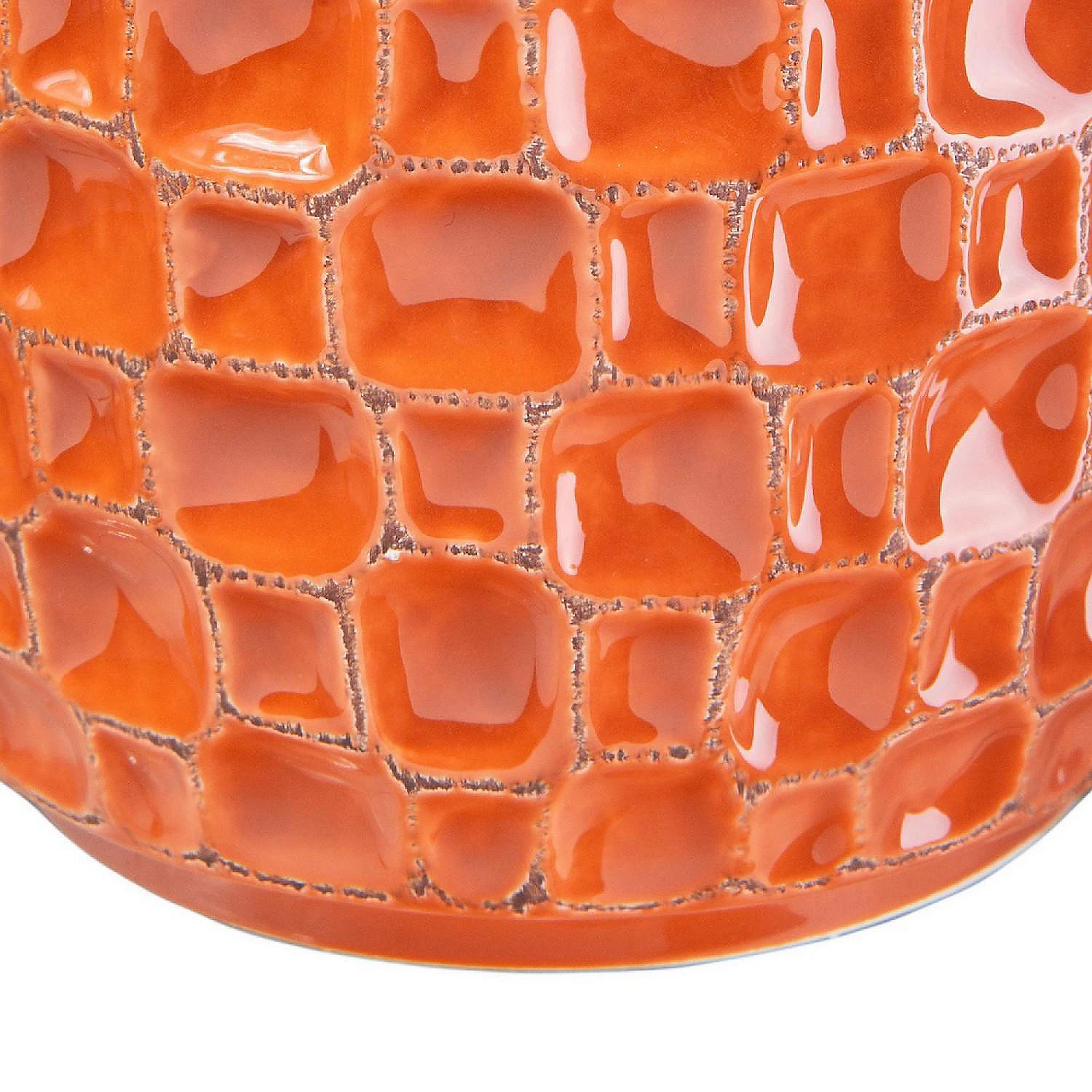 Benzara, 7" Orange Vase with Ceramic Frame and Abstract Design 6 Benzara, 7" Orange Vase with Ceramic Frame and Abstract Design - Image 4