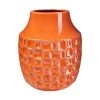 Benzara, 7" Orange Vase with Ceramic Frame and Abstract Design -Party Decorations Sales Shop benzara 7 orange vase with ceramic frame and abstract design14236613NOWA