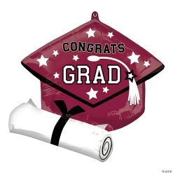 School Color Congrats Grad Diploma & Cap 25" Mylar Balloon