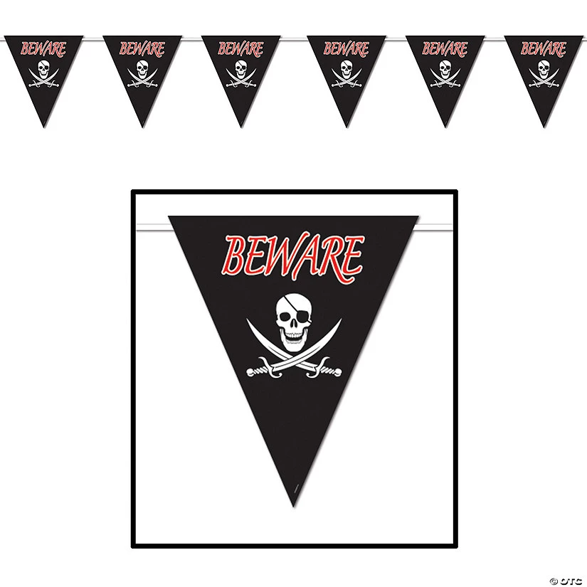 Beware Of Pirates Giant Pennant Banner 3 Beware Of Pirates Giant Pennant Banner