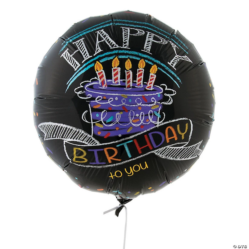 Birthday Chalk Metallic 18" Mylar Balloon 3 Birthday Chalk Metallic 18" Mylar Balloon