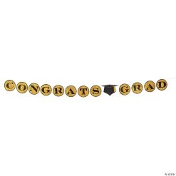 Black & Gold Graduation Glitter Cardboard Banner