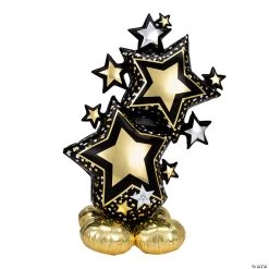 Black & Gold Star Cluster 59" Mylar Balloon