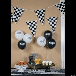 Black & White Checkered Flag 11" Latex Balloons - 48 Pc. -Party Decorations Sales Shop black and white checkered flag 11 latex balloons 48 pc 17 102 a02