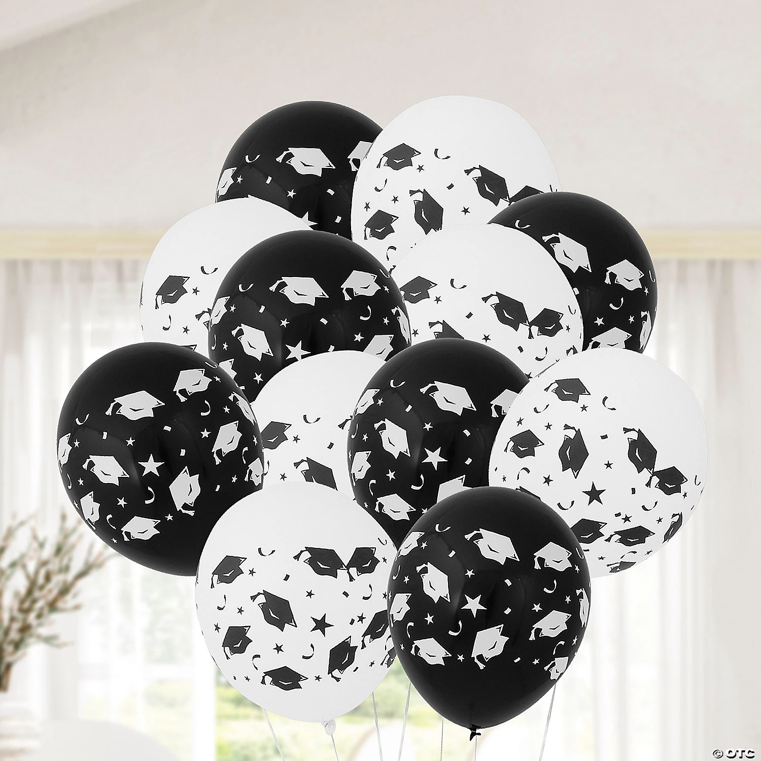 Black & White Graduation 11" Latex Balloons - 24 Pc. 4 Black & White Graduation 11" Latex Balloons - 24 Pc. - Image 2