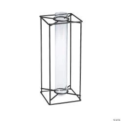 Black Metal Framed Glass Bud Vase