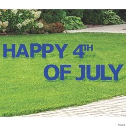 Blue Happy 4th of July Yard Sign
