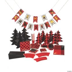 Buffalo Plaid Christmas Tableware Kit for 24 Guests
