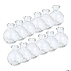 Bulk Clear Bulb Shape Glass Bud Vases - 12 Pc.