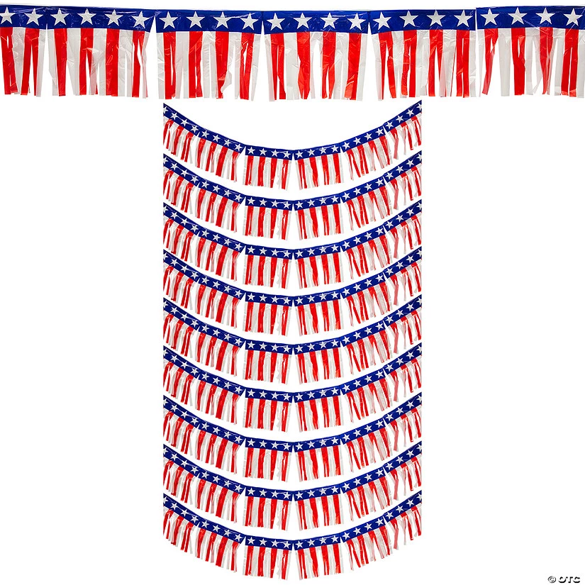 Bulk Patriotic Fringe Garlands - 10 Pc. 2 Bulk Patriotic Fringe Garlands - 10 Pc.