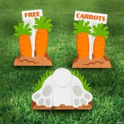 Bunny & Carrots Yard Signs - 3 Pc.