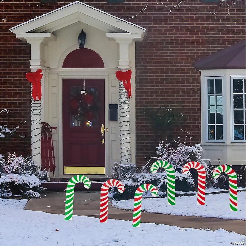 Candy Cane Sidewalk Signs - 6 Pc. 3 Candy Cane Sidewalk Signs - 6 Pc.
