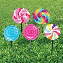 Candy World Swirl Lollipop Yard Signs - 5 Pc.