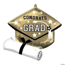 School Color Congrats Grad Diploma & Cap 25" Mylar Balloon