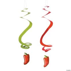 Chili Pepper Hanging Swirl Decorations - 12 Pc.