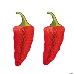 Chili Pepper Hanging Tissue Paper Decorations - 3 Pc.