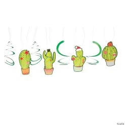 Christmas Cactus Hanging Swirl Decorations - 12 Pc.