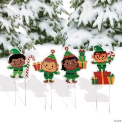 Christmas Elves Yard Stakes - 4 Pc.