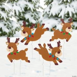 Christmas Reindeer Yard Stakes - 4 Pc.