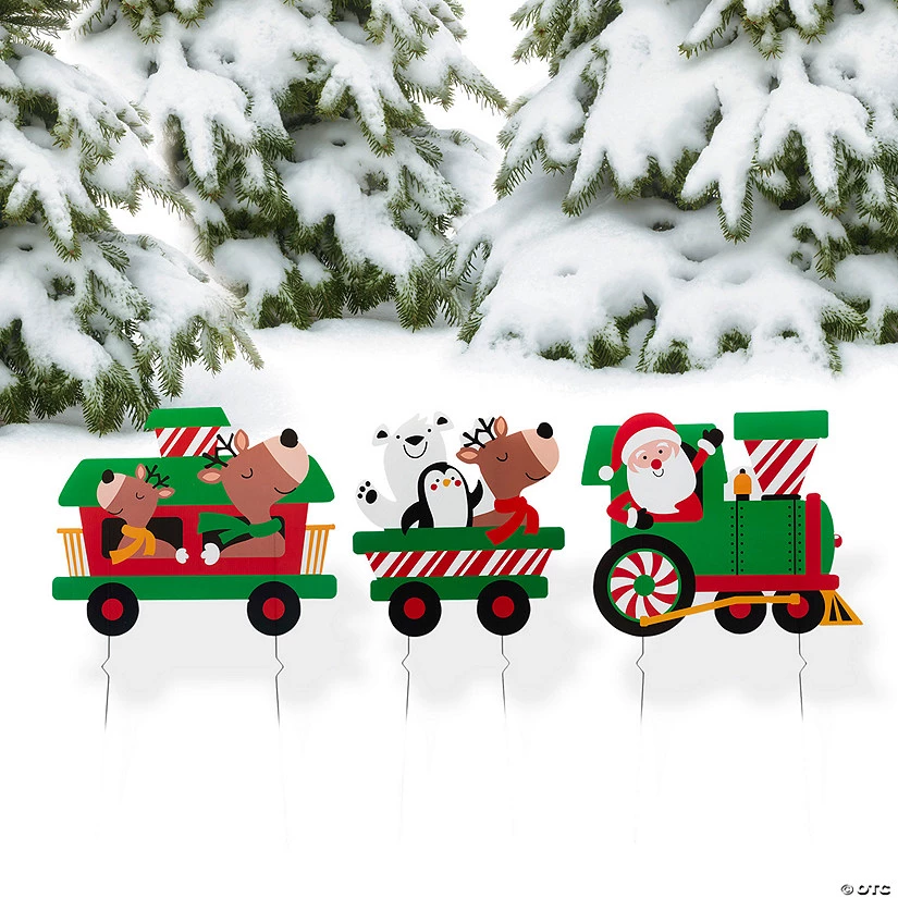 Christmas Train Yard Sign Set - 3 Pc. 3 Christmas Train Yard Sign Set - 3 Pc.
