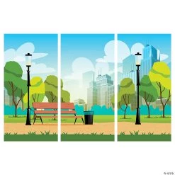 City Park Scene Backdrop - 3 Pc. -Party Decorations Sales Shop city park scene backdrop 3 pc 14104218 a01