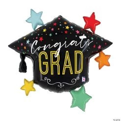 Color Stars Congrats Grad Cap 40" Mylar Balloon
