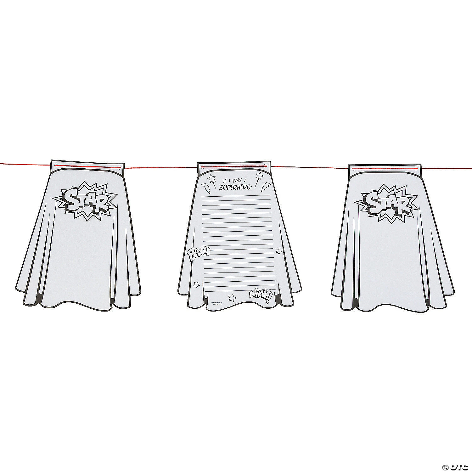 Color Your Own Superhero Cape Paper Pennant Banner - 30 Pc. 3 Color Your Own Superhero Cape Paper Pennant Banner - 30 Pc.