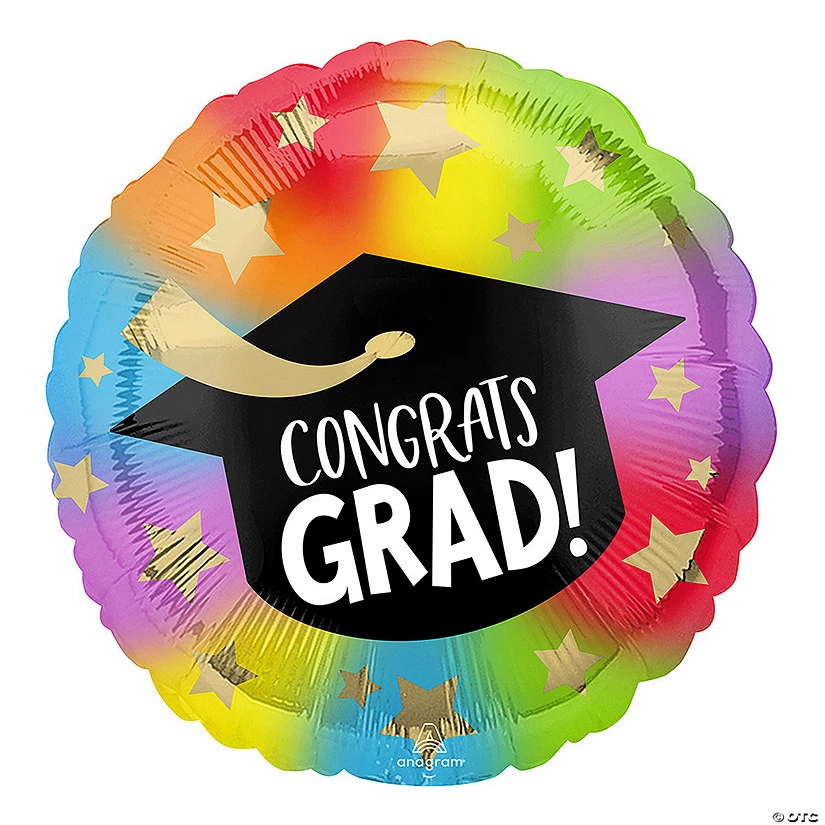 Colorful Congrats Grad 5 1/2" Mylar Balloon 3 Colorful Congrats Grad 5 1/2" Mylar Balloon