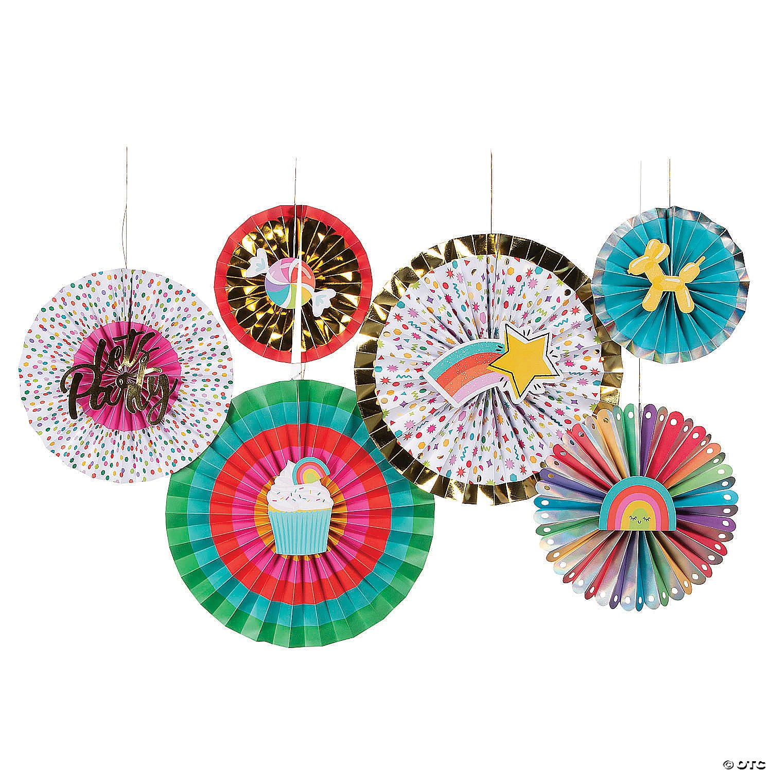 Confetti Party Hanging Fans - 6 Pc. 3 Confetti Party Hanging Fans - 6 Pc.