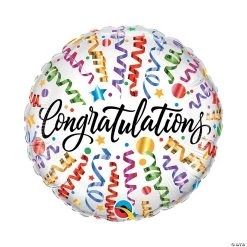 Congratulations Streamers 18" Mylar Balloon