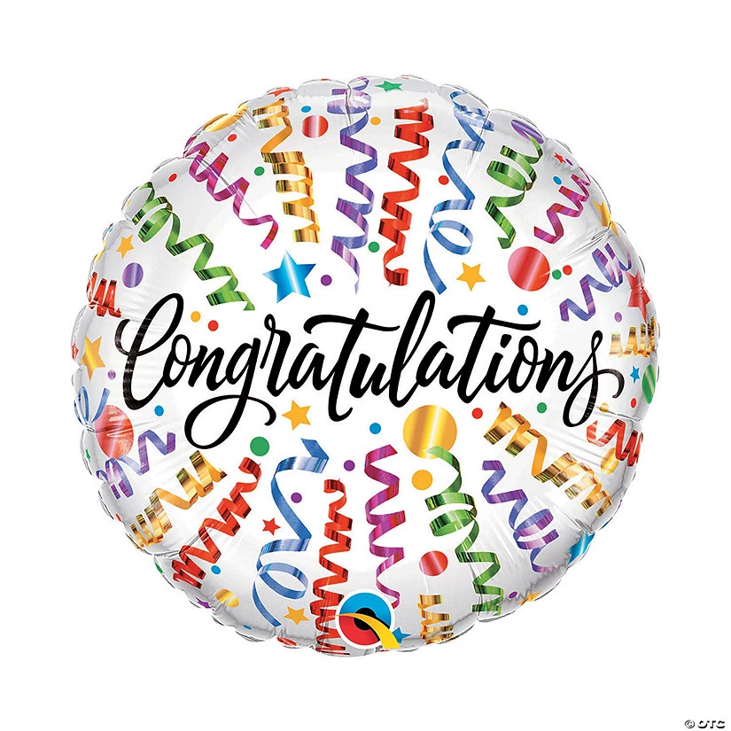 Congratulations Streamers 18" Mylar Balloon 3 Congratulations Streamers 18" Mylar Balloon