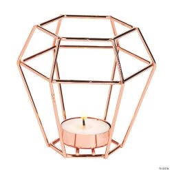 Copper Geometric Tea Light Holders - 3 Pc.