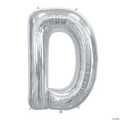 “D” Silver 34" Mylar Letter Balloon