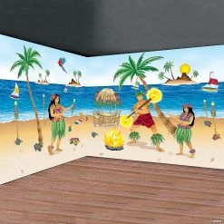 Design-A-Room Hula Girls Backdrop Set -Party Decorations Sales Shop design a room hula girls backdrop set70 5608 a01