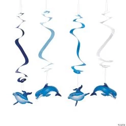 Dolphin Party Hanging Swirl Decorations - 12 Pc.